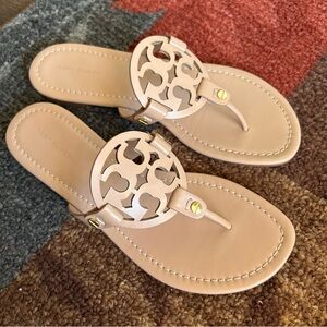 Tory Burch Light Sand Calf Leather Miller Sandal